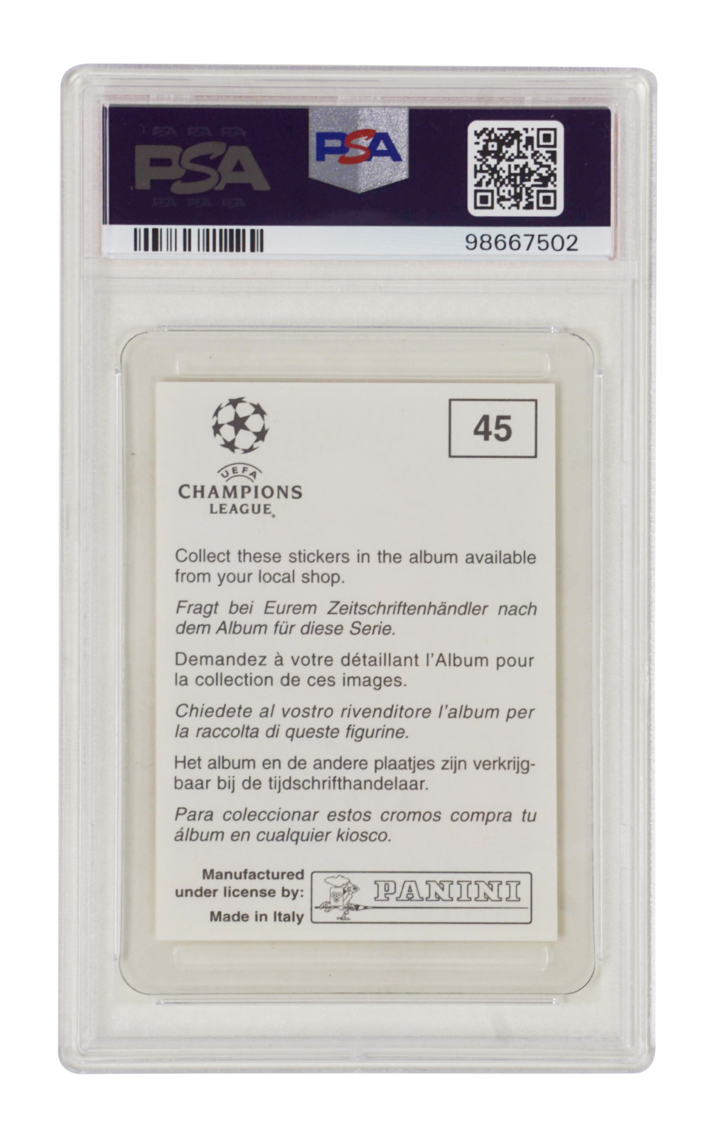 Xavi Signed 1999-00 Panini UEFA Champions League Rookie Sticker – PSA 6 Autograph 10